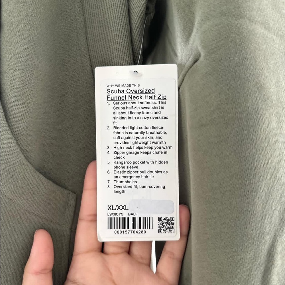 Scuba Oversized Funnel Neck Half Zip Sweatshirt - Olive